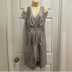 Banana Republic Silver Silk Faux Wrap Dress - Holiday Classy - Size 6 - NWT